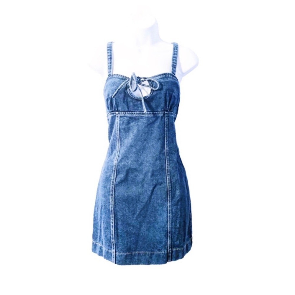 Urban Outfitters Kia Denim Keyhole Cutout Dress